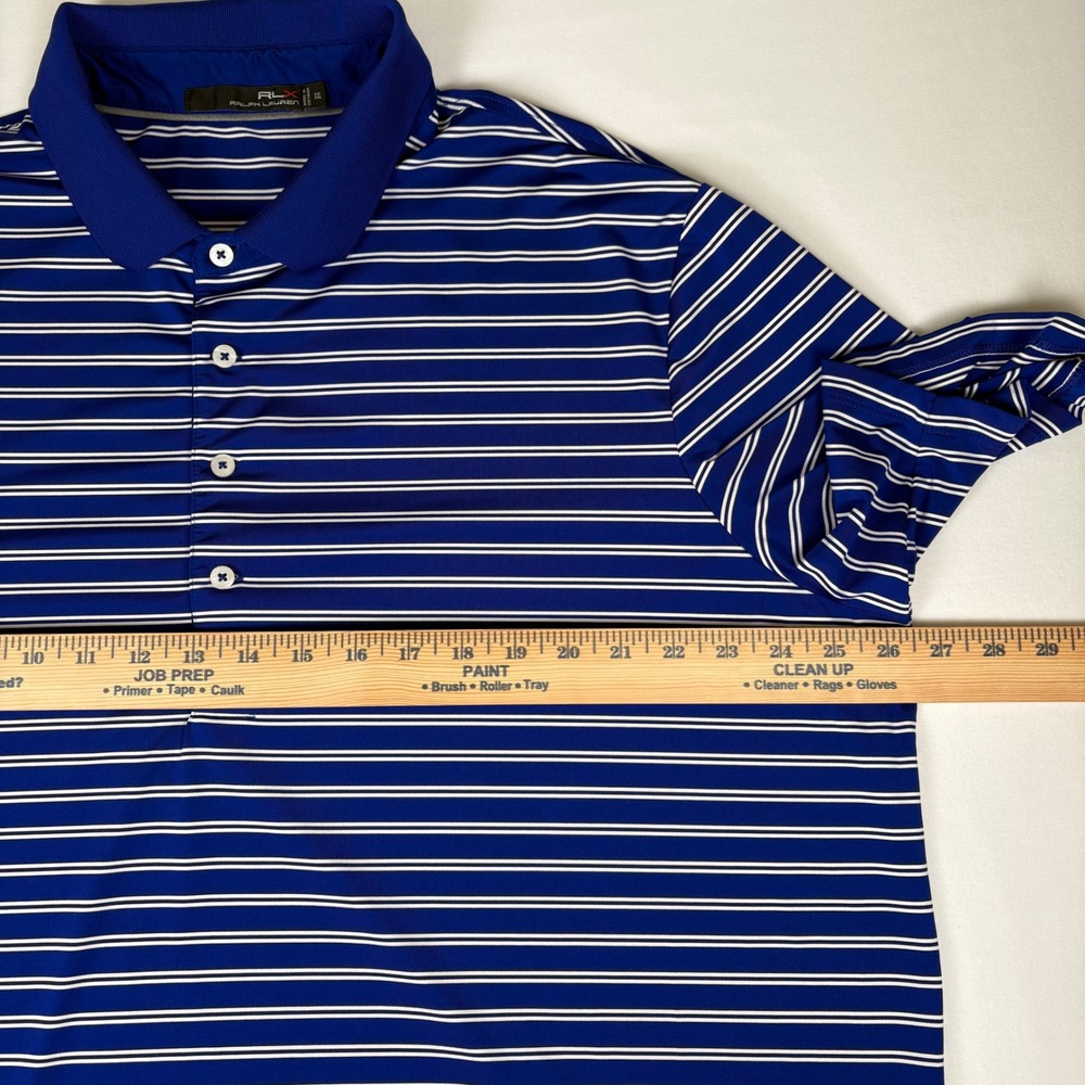 RLX Ralph Lauren Men's Golf Polo Shirt Blue‎ Stripe Performance Fabric Size XXL - Picture 7 of 7